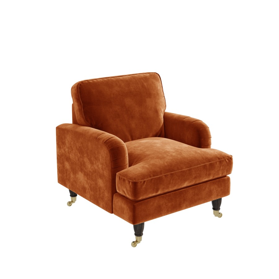 GRADE A2 - Opulence Orange Velvet Armchair - Payton