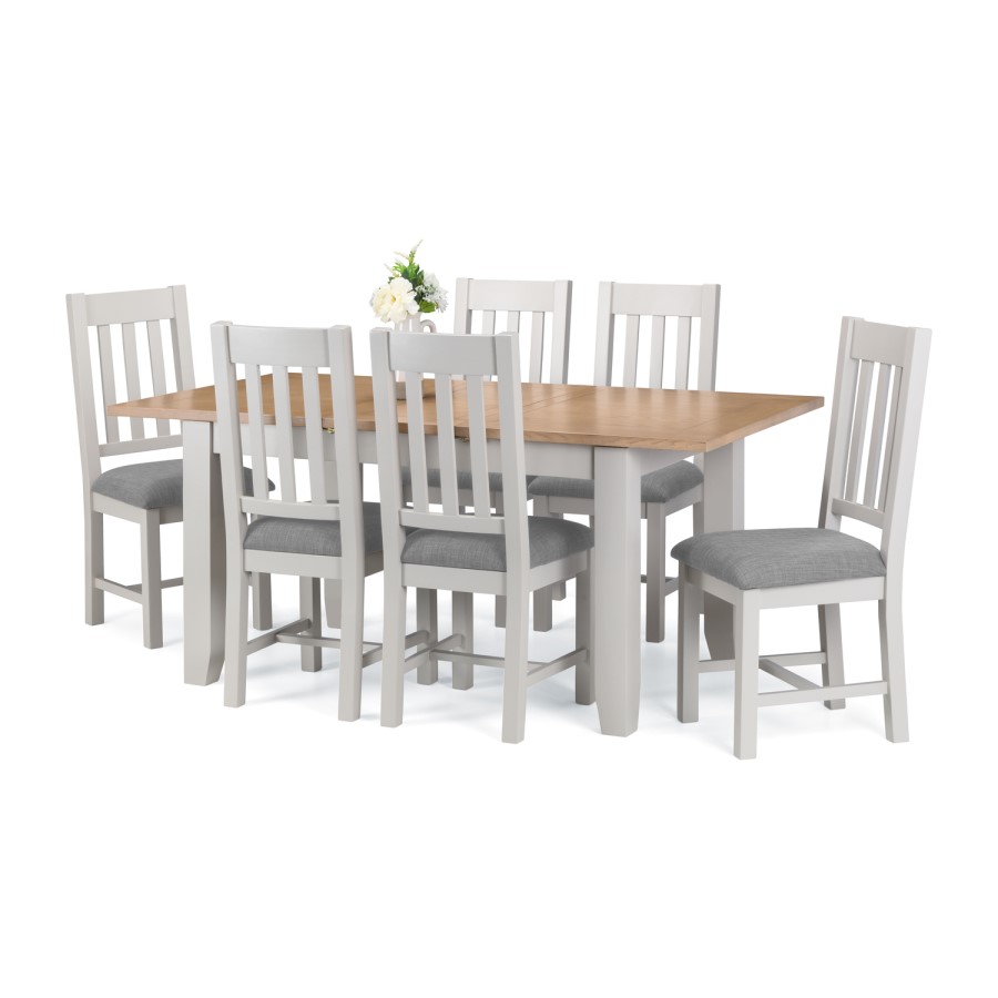 Julian Bowen Richmond Dining Set Table and 6 Richmond Chairs in Grey