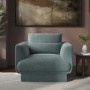 ONLY OPENED - Blue Chenille Armchair with Cushion - Ramses 