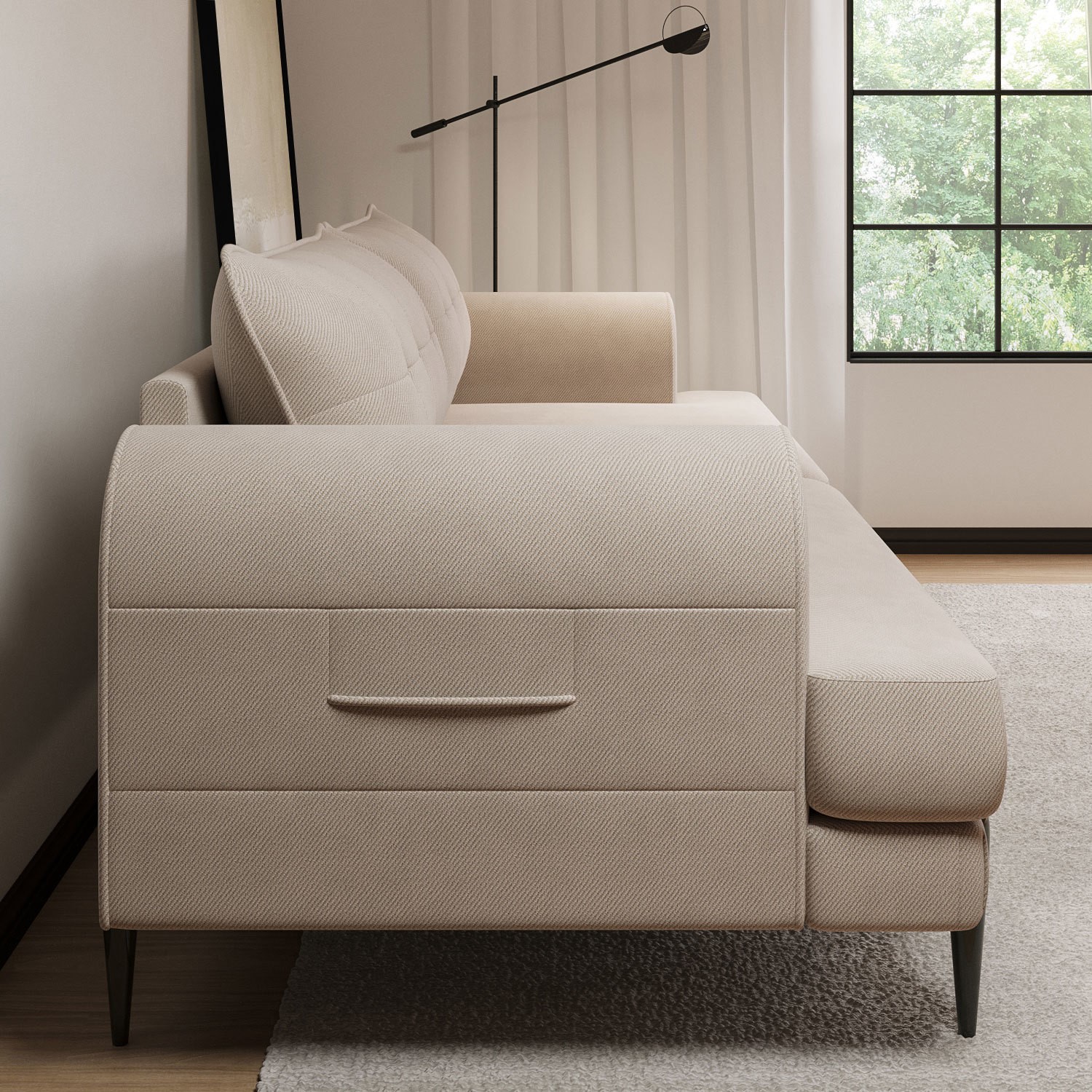 Beige Fabric 3 Seater Sofa - Rosie - Furniture123