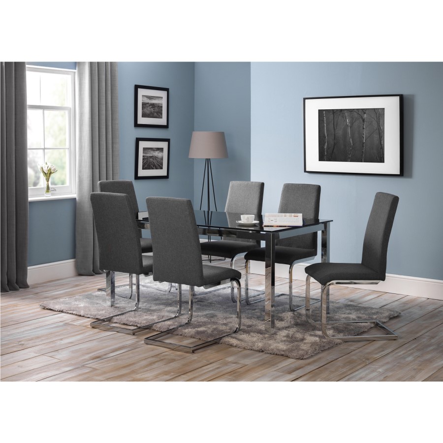 Grey Fabric Dining Chair with Chrome Legs - Julian Bowen