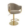 ONLY OPENED - Beige Velvet Adjustable Swivel Bar Stool with Gold Base - Ronnie