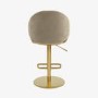 ONLY OPENED - Beige Velvet Adjustable Swivel Bar Stool with Gold Base - Ronnie