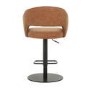 GRADE A2 - Curved Tan Faux Leather Adjustable Bar Stool with Back - Runa