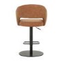 ALMOST PERFECT - Curved Tan Faux Leather Adjustable Swivel Bar Stool with Back - Runa