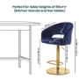 ONLY OPENED - Curved Navy Velvet Adjustable Bar Stool with Back - Runa