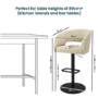 ONLY OPENED - Curved Beige Fabric Adjustable Swivel Bar Stool with Black Base - Runa