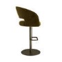 ONLY OPENED - Curved Olive Green Velvet Adjustable Swivel Bar Stool with Brass Base - Runa