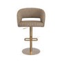 ONLY OPENED - Curved Beige Faux Leather Adjustable Swivel Bar Stool with Gold Base - Runa