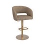 ONLY OPENED - Curved Beige Faux Leather Adjustable Swivel Bar Stool with Gold Base - Runa