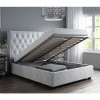 GRADE A1 - Safina Diamante Wing Back Double Ottoman Bed in Grey Velvet