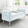GRADE A1 - Safina Duck Egg Blue Velvet Bench with Quilted Arm Rest