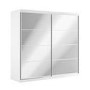 ONLY OPENED - Large White Mirrored Sliding Door Double Wardrobe with Shelves - Sidney