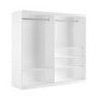 ONLY OPENED - Large White Mirrored Sliding Door Double Wardrobe with Shelves - Sidney