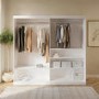 ONLY OPENED - Large White Mirrored Sliding Door Double Wardrobe with Shelves - Sidney