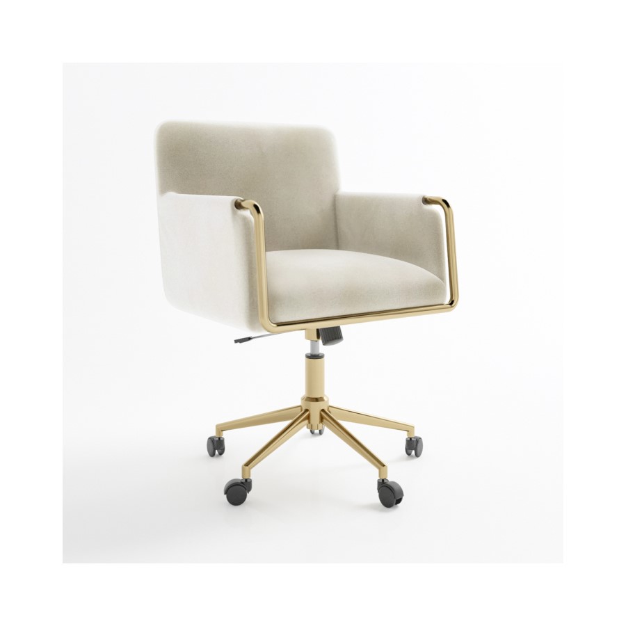 ALMOST PERFECT - Cream Velvet Tub Office Chair - Sonny