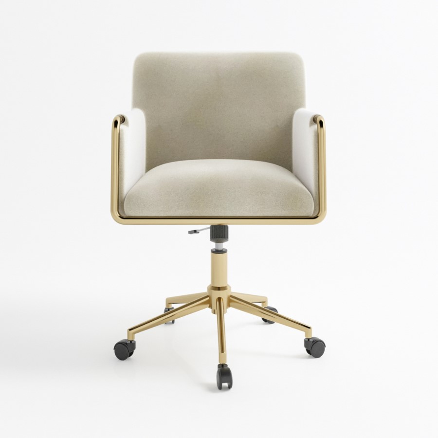 ALMOST PERFECT - Cream Velvet Tub Office Chair - Sonny