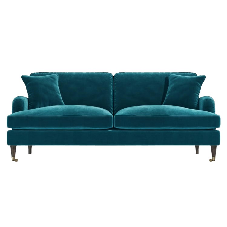 Teal Velvet 3 Seater Sofa - Payton