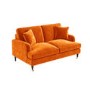 GRADE A2 - Orange Velvet 2 Seater Sofa - Payton