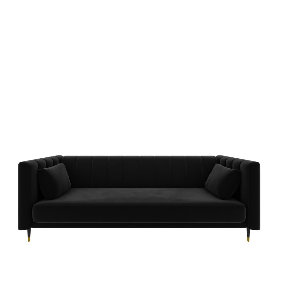 GRADE A1 - Dark Grey Velvet 3 Seater Sofa Bed with Cushions - Sleeps 2 - Mabel