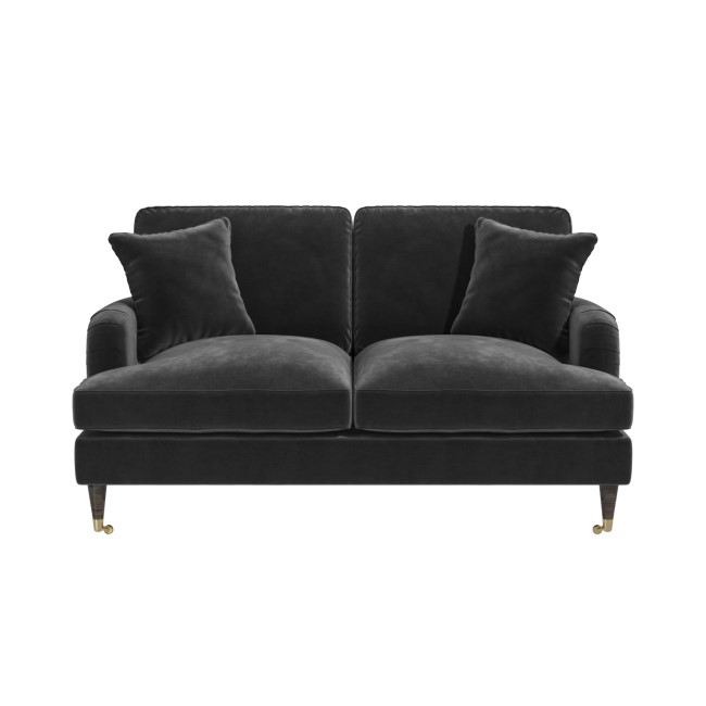 ONLY OPENED - Payton Charcoal Grey Velvet 2 Seater Sofa