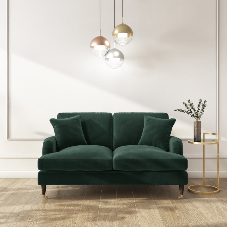 ONLY OPENED - Dark Green Velvet 2 Seater Sofa - Payton