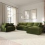 Olive Green Velvet Right Hand 4 Seater Chaise Corner Sofa - August