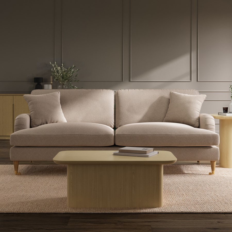 GRADE A2 - Beige Woven Fabric 3 Seater Sofa - Payton
