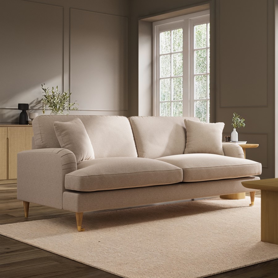 GRADE A2 - Beige Woven Fabric 3 Seater Sofa - Payton
