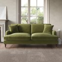A2/SOF162 ALMOST PERFECT - Olive Green Velvet 3 Seater Sofa - Payton