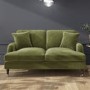 GRADE A2 - Olive Green Velvet 2 Seater Sofa - Payton
