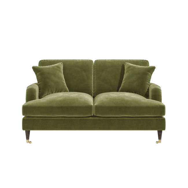 Olive Green Velvet 2 Seater Sofa - Payton