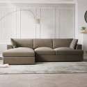 SOF177 Mink Velvet Left Hand 4 Seater Chaise Corner Sofa - August