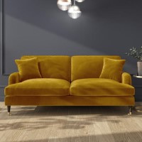 GRADE A1 - Mustard Velvet 3 Seater Sofa - Payton