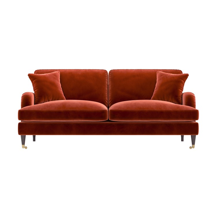 ALMOST PERFECT - Burnt Orange Velvet 3 Seater Sofa - Payton