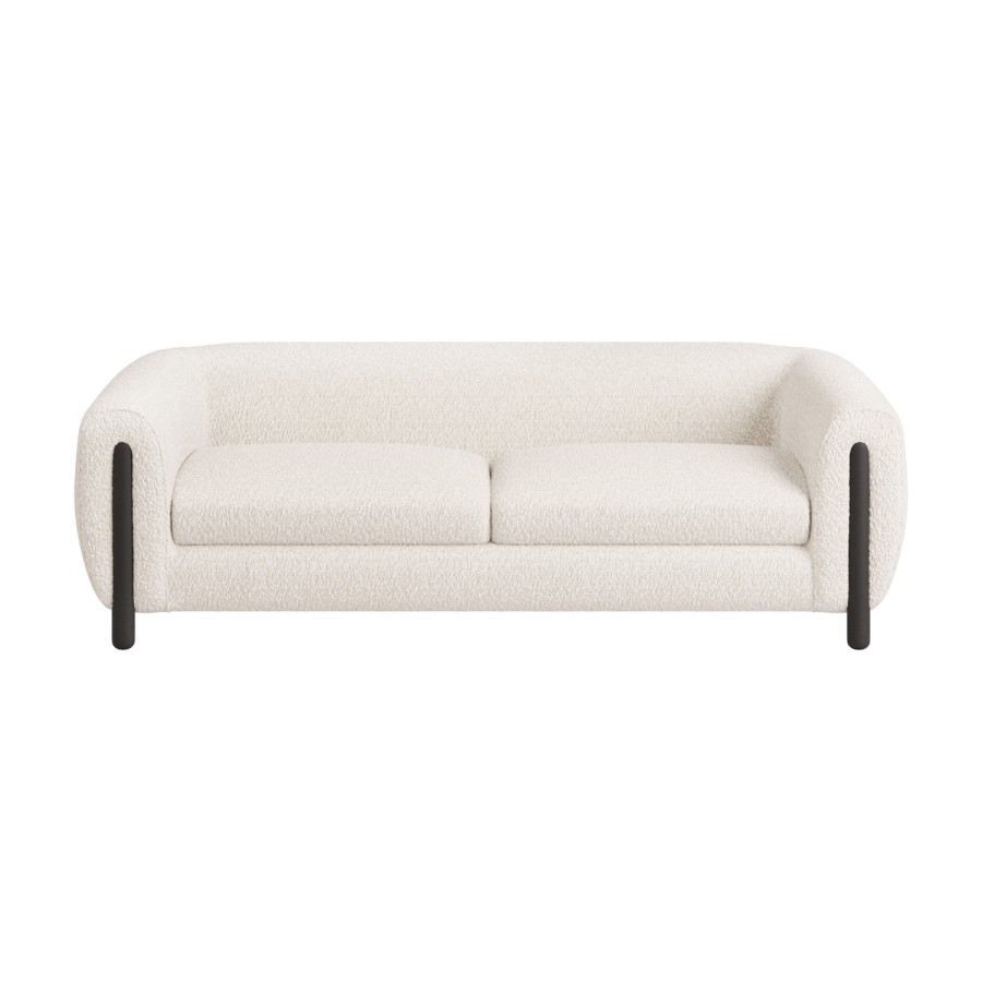 Cream Teddy Curved 3 Seater Sofa - Sierra