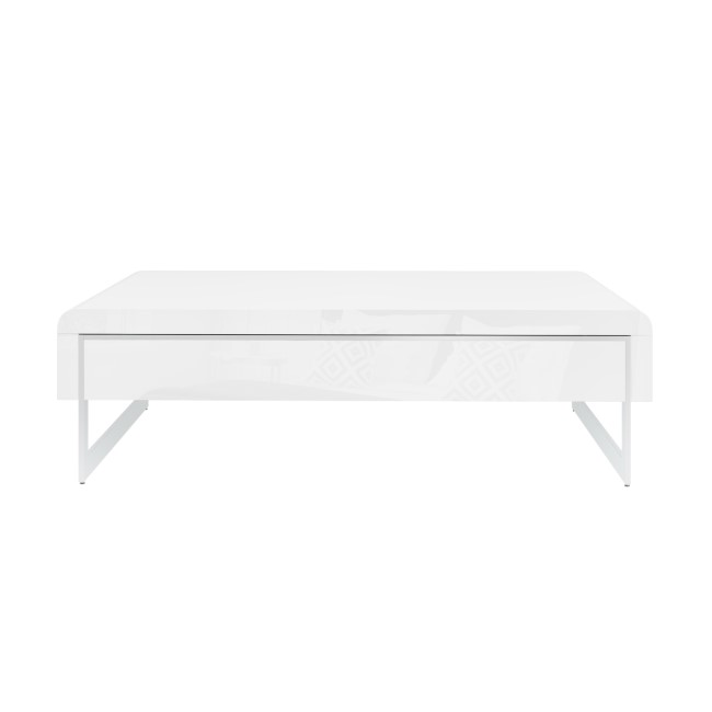 GRADE A2 - White Gloss Curved Coffee Table with Drawer - Tiffany