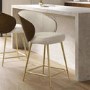 ONLY OPENED - Beige Upholstered Kitchen Stool with Wooden Back - Tori
