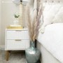 ONLY OPENED - White and Gold High Gloss 2 Drawer Bedside Table with Legs - Valencia