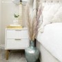 ONLY OPENED - White and Gold High Gloss 2 Drawer Bedside Table with Legs - Valencia