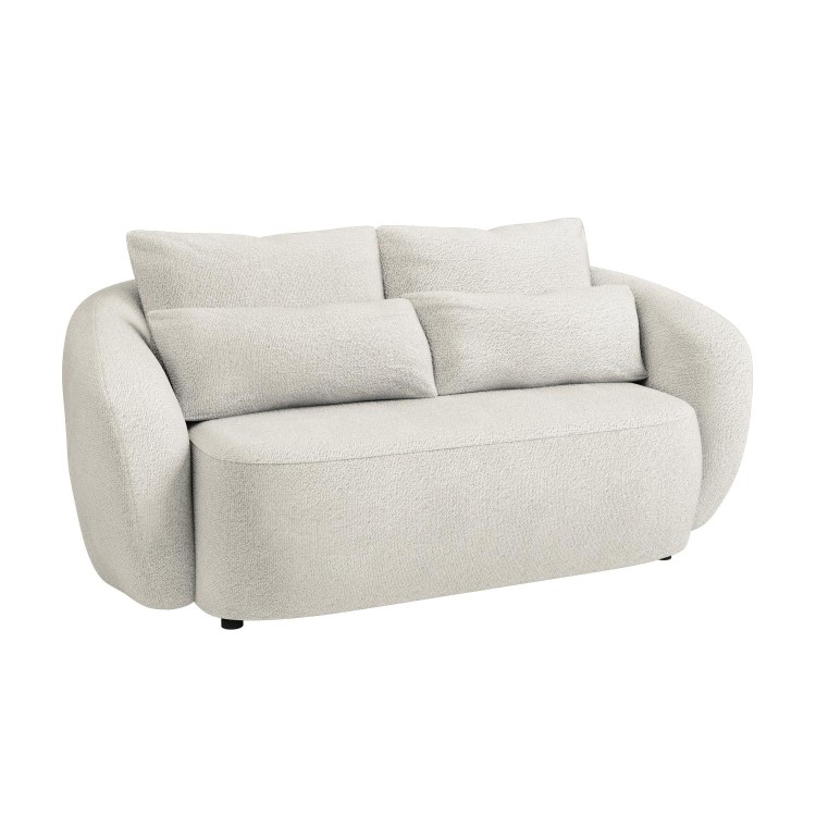 ONLY OPENED - Cream Boucle Curved 2 Seater Sofa - Vera