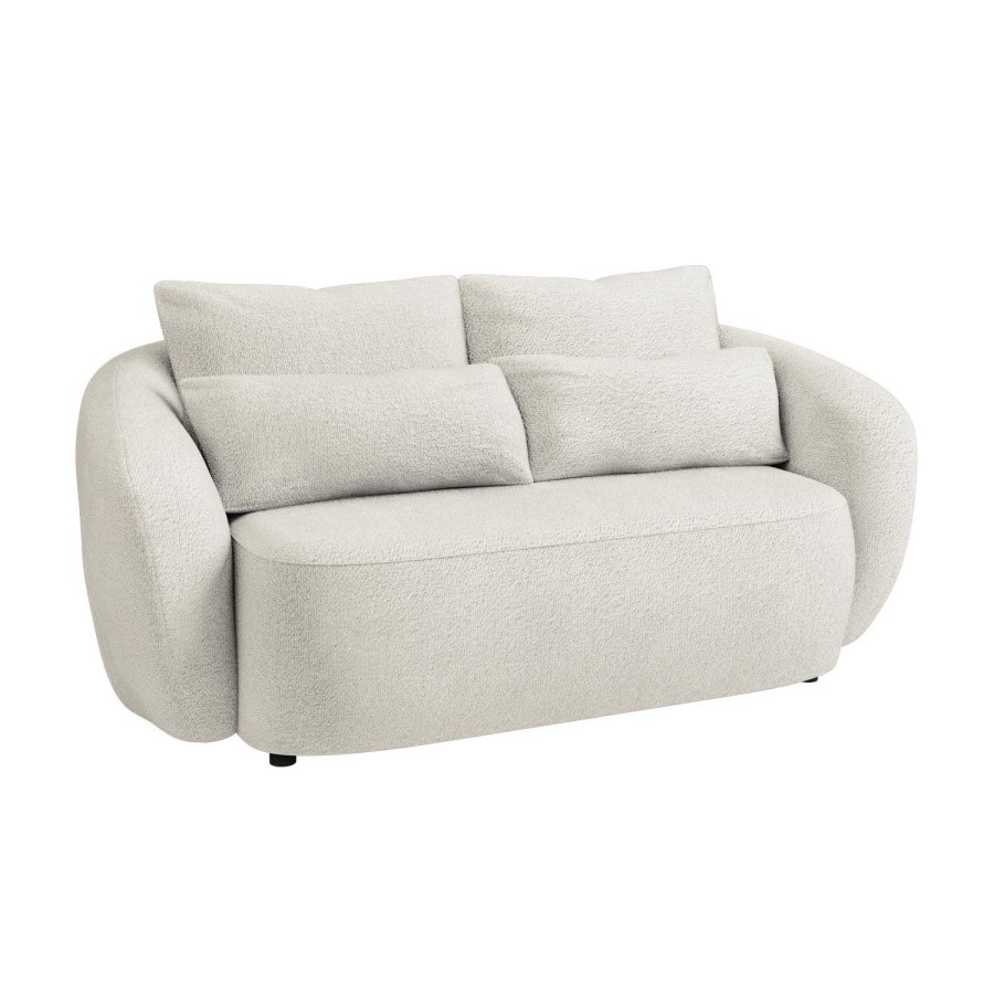 ONLY OPENED - Cream Boucle Curved 2 Seater Sofa - Vera