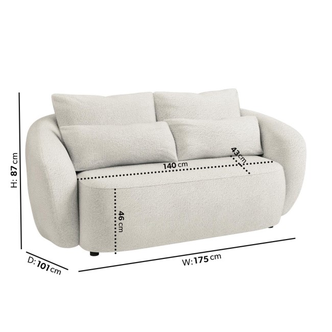 Cream Boucle Curved 2 Seater Sofa - Vera