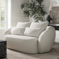 ONLY OPENED - Cream Boucle Curved 3 Seater Sofa - Vera