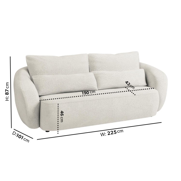 ONLY OPENED - Cream Boucle Curved 3 Seater Sofa - Vera