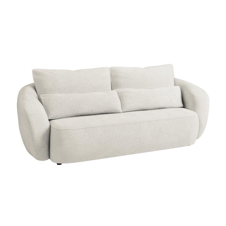 ONLY OPENED - Cream Boucle Curved 3 Seater Sofa - Vera