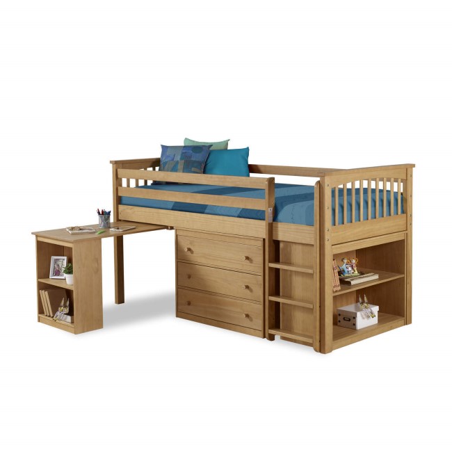 Windermere Solid Pine Mid Sleeper with Pull Out Desk