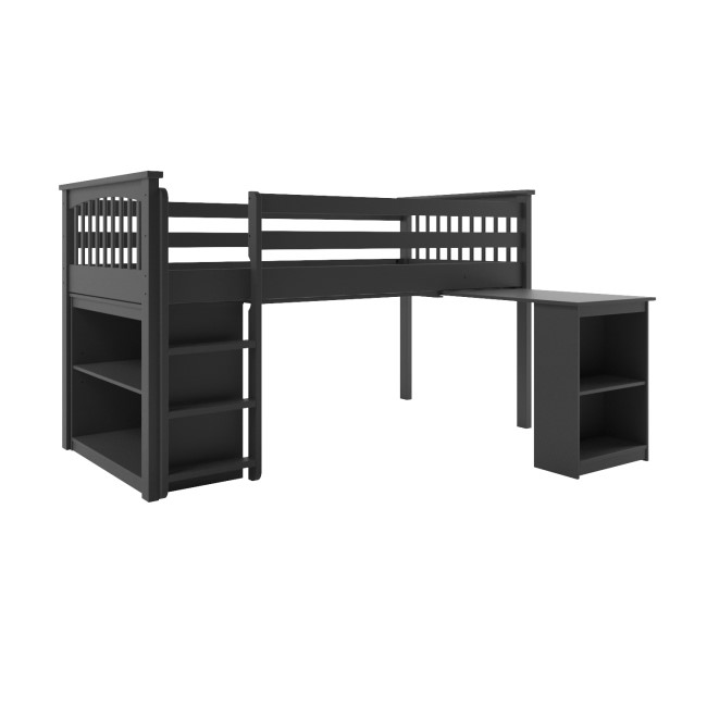 GRADE A1 Grey Mid Sleeper Cabin Bed with Bookcase and Desk