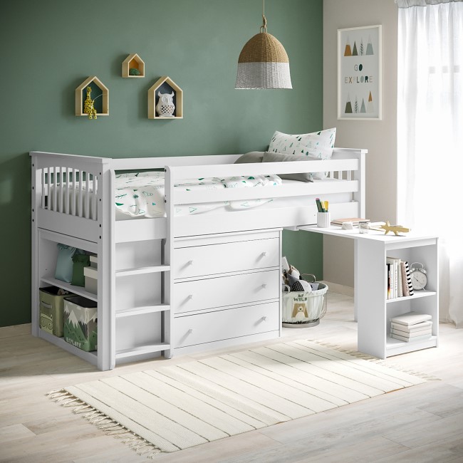 GRADE A1 - Windermere Mid Sleeper in White with Pull Out Desk