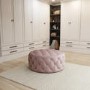 GRADE A1 - Xena Large Quilted Button Pouffe in Baby Pink Velvet